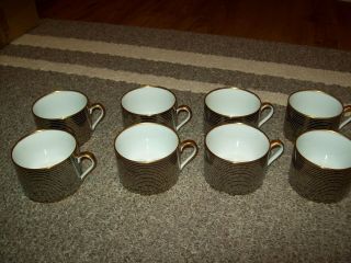 Set Of 8 Fitz & Floyd China Les Bandes Platinees Cups