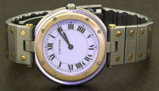 Cartier Santos Ronde Ss/18k Gold High Fashion Quartz Ladies Watch W/ White Dial