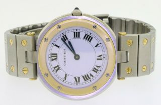 Cartier Santos Ronde SS/18K gold high fashion quartz ladies watch w/ white dial 2