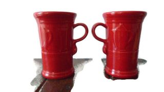 Fiesta Ware Scarlet Red Tall Latte Mugs (set Of 2) 16 Oz.  Coffee Mugs Collectibl