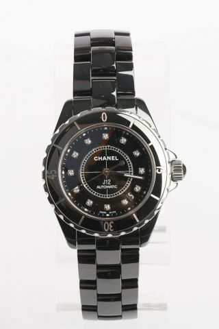 Authentic Chanel J12 H5702 Black Ceramic 38mm Diamond Watch
