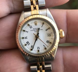 Rolex Date 6917 18k Gold And Steel Ladies Watch,  Serviced