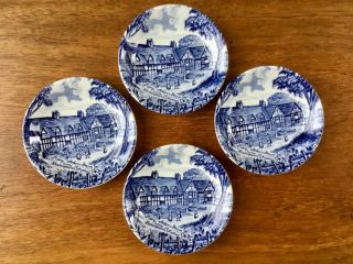 Shakespeare Country Royal Essex Blue & White 4 1/2” Coasters Set Of 4