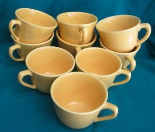 9 Bauer Pottery La Linda Yellow Coffee Cups,  Bonus Experimental Piece
