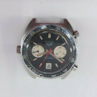 Vintage Heuer " Autavia " Chronograph Cal 12 Wristwatch W/ Date Needs Service