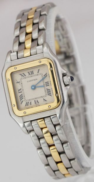 Ladies Cartier Panthere Two - Tone 18K Gold Steel Ivory 22mm Quartz Watch 1057917 2