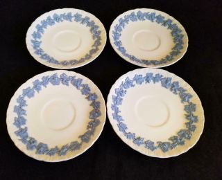 Wedgwood Queensware Lavender On Cream 4 Orphan Saucers Shell Edge
