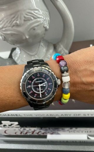 CHANEL J12 Watch Black Ceramic With Ruby Retail $6,  700.  00 38MM 2
