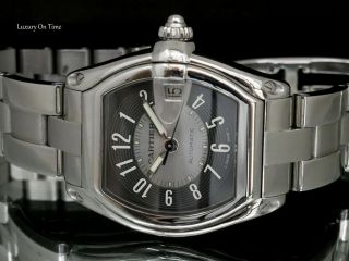 Large Cartier Roadster 2510 Automatic Black&silver Dial Stainless Steel W.  Box