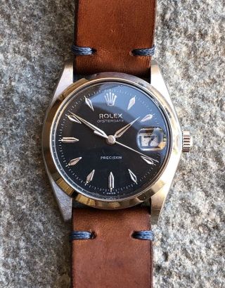 Vintage Rolex Oysterdate Precision Ref 6694 Steel Roulette Date Bulang And Sons