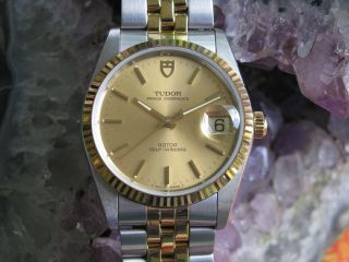 Rolex Tudor Prince Oysterdate Automatic Steel & Gold Wrist Watch,  Box & Papers