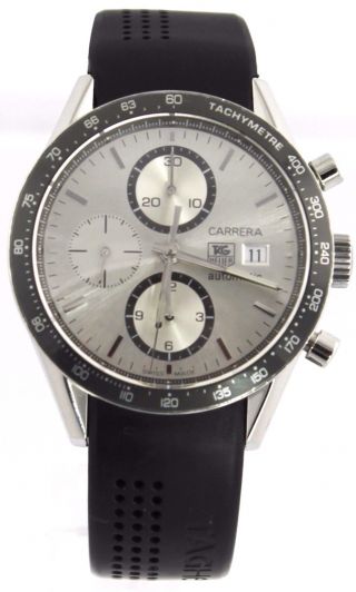 On Now Tag Heuer Carrera Cv2011.  Ft6007 Chronograph Automatic Rubber Watch