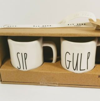 Rae Dunn Cups Mini Mug Set of 4 Gift Set Espresso Mugs Sip Gulp Drink Slurp 2