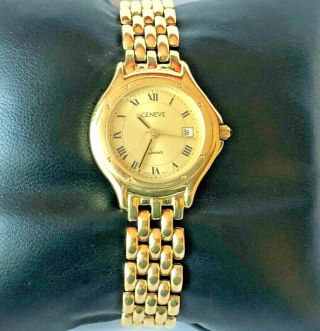 Ladies Geneve Swiss Solid 14k Gold Panther Link Bracelet Watch 41.  9 Grams