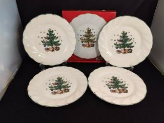 Set Of 4 Nikko Happy Holidays (christmas Tree) Salad Plates