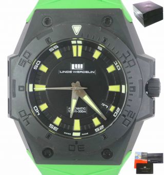 Linde Werdelin Hard Black Ii Hbii.  2.  6 Green Yellow Automatic Index Swiss Watch