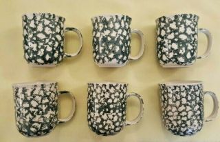 6 Folk Craft Tienshan Moose Country Coffee Mugs Cups Green Sponge 10oz