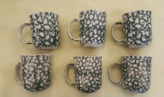 6 Folk Craft Tienshan Moose Country Coffee Mugs cups green sponge 10oz 2