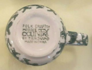 6 Folk Craft Tienshan Moose Country Coffee Mugs cups green sponge 10oz 3