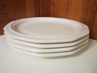 Set Of 4 Pfaltzgraff Heritage White 10 1/4 " Dinner Plates Multi - Sided Stoneware