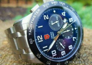 Rare Victorinox Swiss Army Airboss Mach 6 Vi Limited Edition Blue Dial 24848 Ss