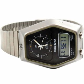 Authentic vintage HEUER MANHATTAN GMT LCD analog Quartz watch 1980s 2