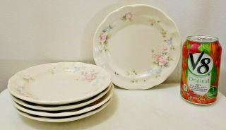 Set Of 5 (four) Pfaltzgraff Tea Rose Stoneware Small Bread Plates,  7.  25 "