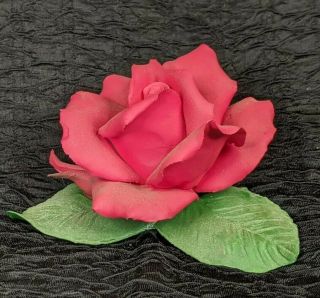 Vintage Capodimonte Napoleon Porcelain Flower Red Rose