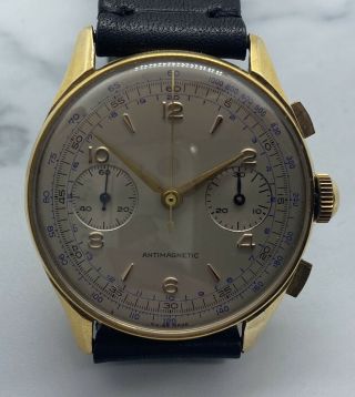 Vintage Oversize Chronograph Valjoux 22 18ct Gold 50 