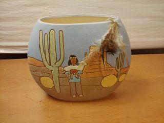 Vintage Handmade Southwestern Native American Style Pottery Bowl Vase