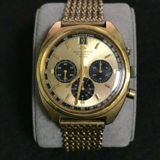 Vintage Movado Datron Ms 360 Swiss Chronograph Gold Electroplated Bezel Watch