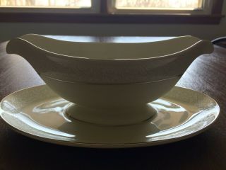 Pickard China BROCADE Gravy Bowl.  Off white w/ White Pattern US Made 3