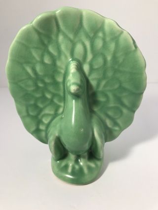 Vintage Mccoy Usa Green Peacock Bird Wall Pocket Vase Planter