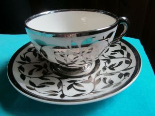Myott & Son Ltd. ,  England,  Hand Painted - Old Silver Lustre Cup & Saucer - Vgc