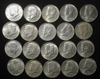 Partial Roll Of 20 Kennedy 40 Silver Us Half Dollars