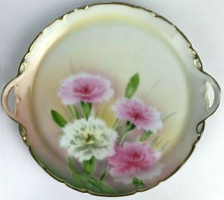 Gold Rimmed China Plate With Hand Painted Pink And White Flowers 8 "