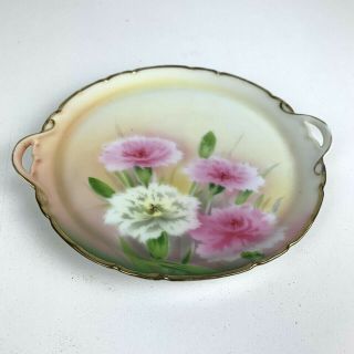 Gold Rimmed China Plate With Hand Painted Pink and White Flowers 8 