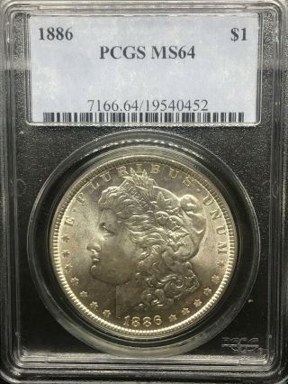 1886 Morgan Silver Dollar - Pcgs Ms64 - Certificate 19540452.