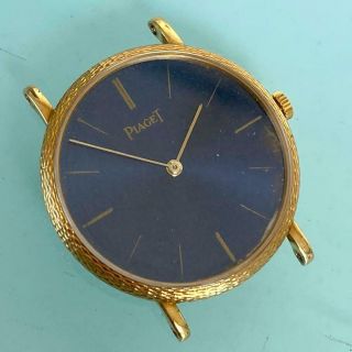 Piaget 18kt Solid Gold Vintage Dress Watch 100 27 Mm Blue Dial