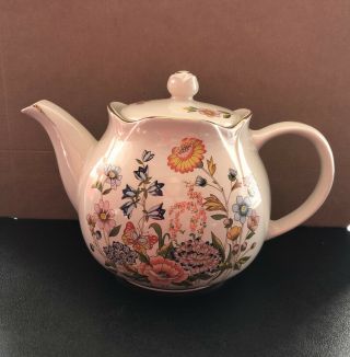 Robinson Design Group Vintage Euc Tea Pot,  Ivory W/ Gold Gilding,  Bright Flowers