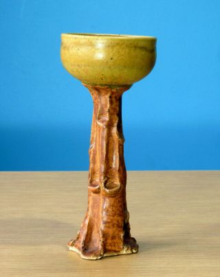 Goblet Studio Pottery Chalice Wine Glass Larson Biomorphic Ceramic Art Natural