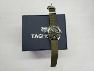 TAG HEUER AQUARACER GREEN DIAL DATE TEXTILE STRAP MEN ' S WATCH WAY101E.  FC8222 3