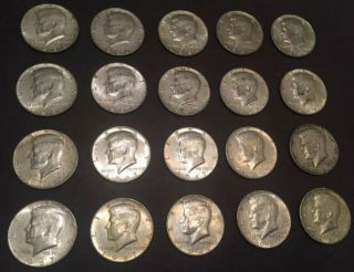 20 Coin Roll (5) 1966,  (15) 1967 John Kennedy 40 Silver Half Dollars
