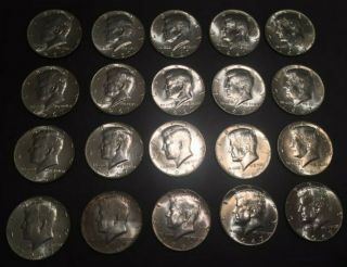 20 Coin Roll 1967 John Kennedy 40 Silver Half Dollars