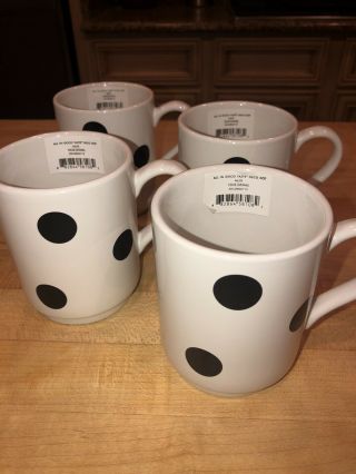 Kate Spade By Lenox All In Good Taste " Deco Dot " Coffee Mugs Cups Set Of 4