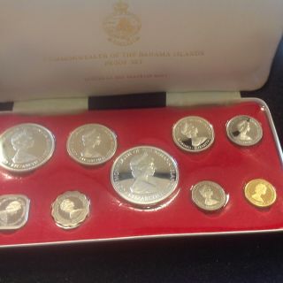 1971 Commonwealth Of The Bahama Island Proof 9 Coins Set Silver