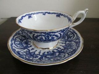 Coalport England Bone China Tea Cup And Saucer Cobalt Blue Flowers Gold