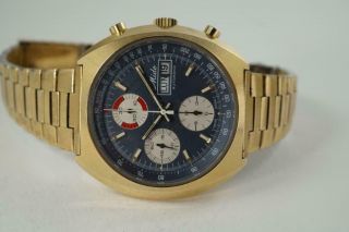 MIDO 0900 - 2 VINTAGE CHRONOGRAPH AUTOMATIC DAY,  DATE GOLD PLATED C.  1970 ' S BUY NOW 3