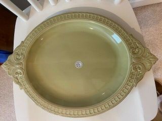 Matceramica Made In Portugal Green Oval Serving Tray Platter 16 "