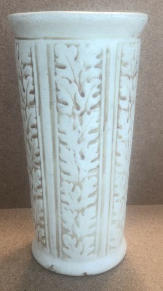 Weller Pottery Clinton Ivory Oak Leaf 9 - 1/4” Vase